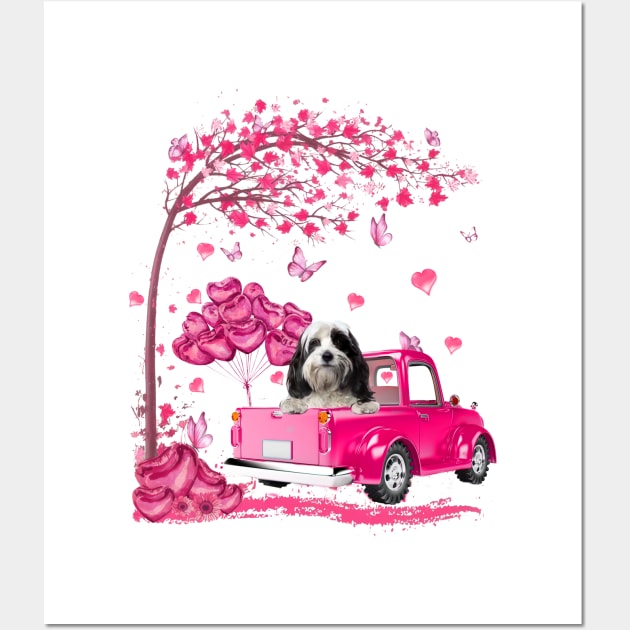 Valentine's Day Love Pickup Truck Tibetan Terrier Wall Art by SuperMama1650